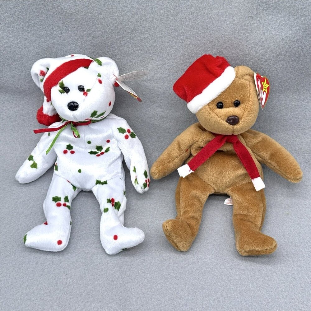 Christmas Holiday Plush Lot Jingle Teddy Bear Holly & Berry Bear Stuffed Toys TY